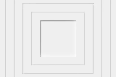 White concentric square frames creating a layered geometric pattern with shadows on a white background