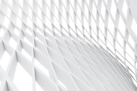 Abstract white geometric pattern with diagonal lines creating a sense of depth and movement.