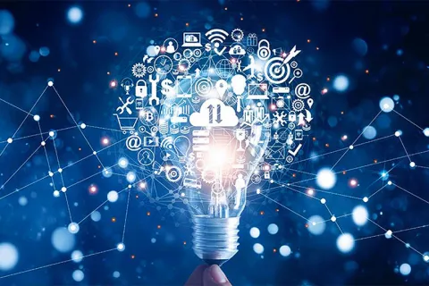 a light bulb with graphics