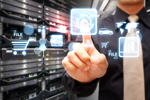 a man using a display