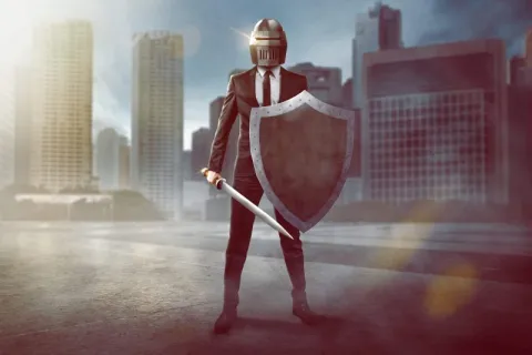 a man wearing armor
