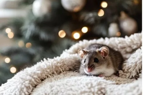 a small animal on a blanket