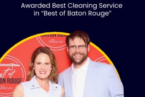 Dustin and Katie Guessfield awarded Best Cleaning Service in Best of Baton Rouge with their smiling portrait.