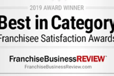 2019 Franchisee Satisfaction Awards 50 Best in Category badge from Franchise Business Review.