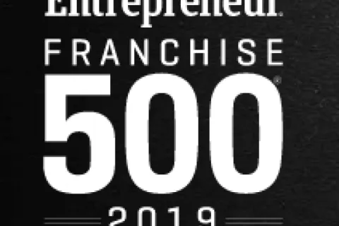 Entrepreneur Franchise 500 logo for the year 2019 in black and white design