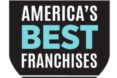 Forbes America's Best Franchises 2019 badge with black and blue design.