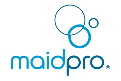 MaidPro logo with blue interconnected circles above the company name in lowercase letters