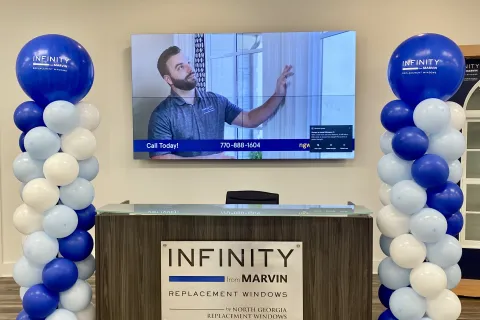 a person on a television screen