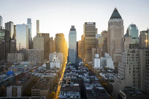 a city with tall buildings