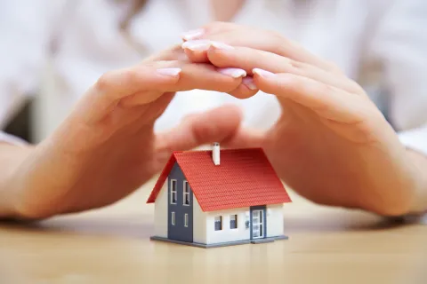 hands holding a small house