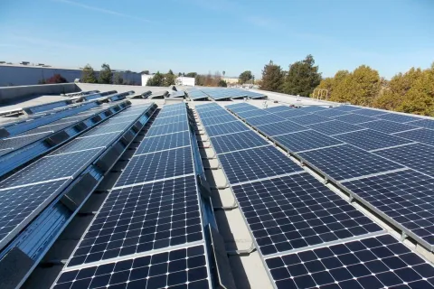 solar panels on a roof