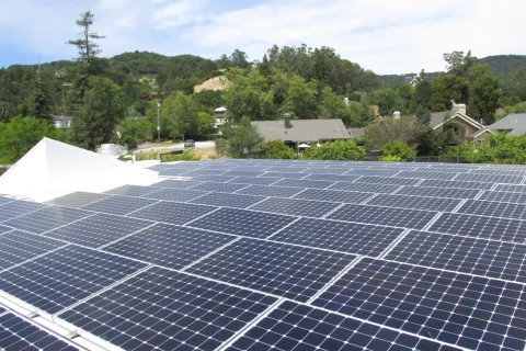 solar panels on a roof