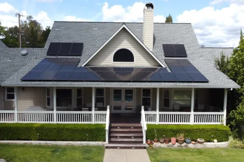 a house with a large front yard