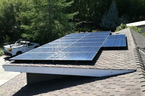 a solar panel on a roof