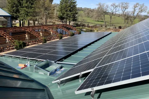 solar panels on a roof