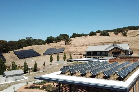 a building with solar panels