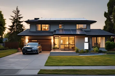 a house with a car parked in the driveway