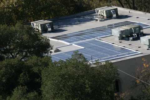 a solar panel on a roof