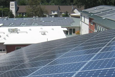 solar panels on a roof