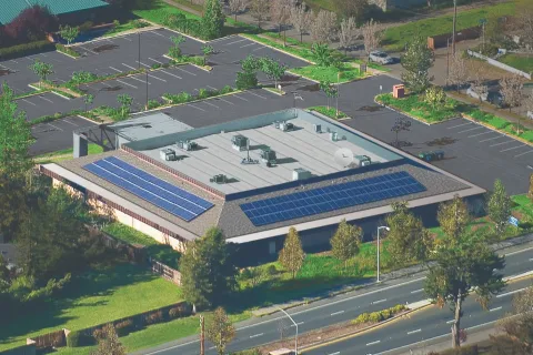 aerial view of a building