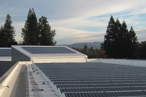 a solar panel on a roof