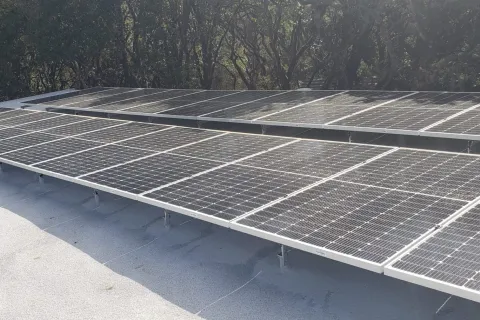 a solar panel on a roof