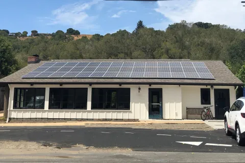 a building with a roof