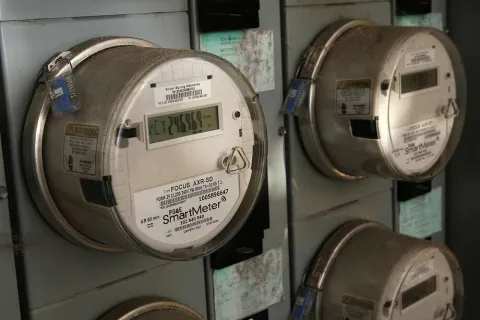 a group of metal meters