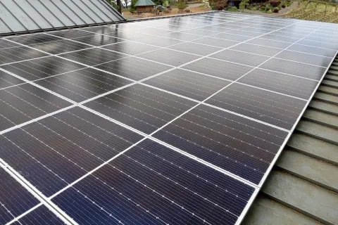 solar panels on a roof