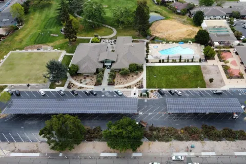 aerial view of a sports stadium
