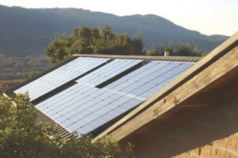 a solar panel on a roof