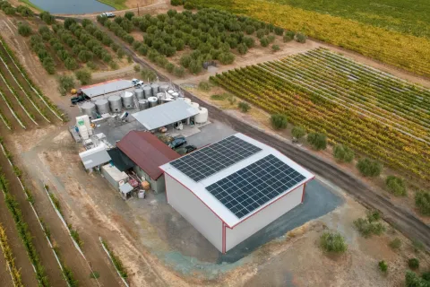 a building with solar panels