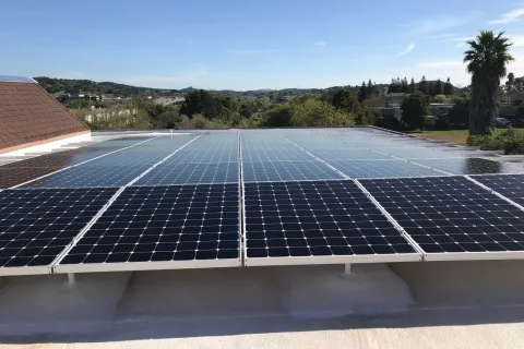solar panels on a roof