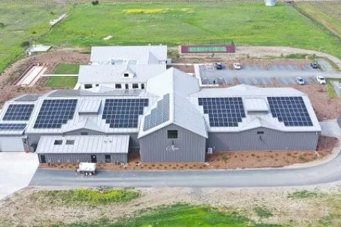 a building with solar panels