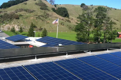 a solar panel on a roof