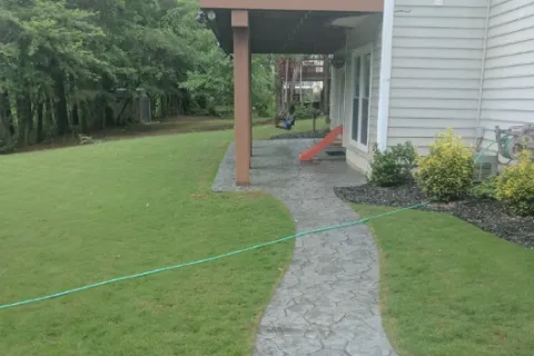 a small play structure in a yard