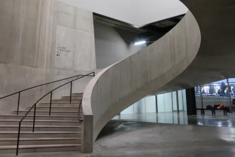 a staircase in a building