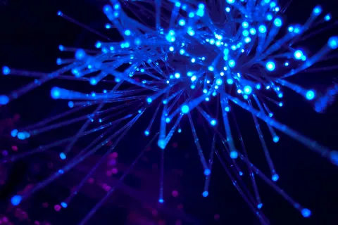 a bunch of blue lights
