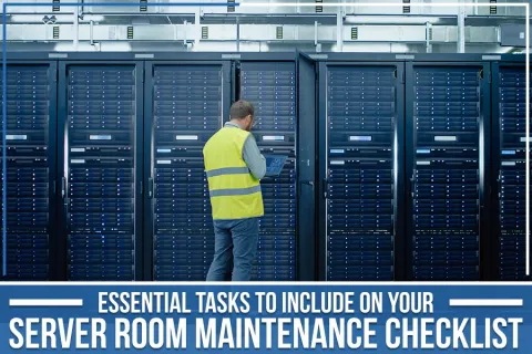 a man standing in a server room