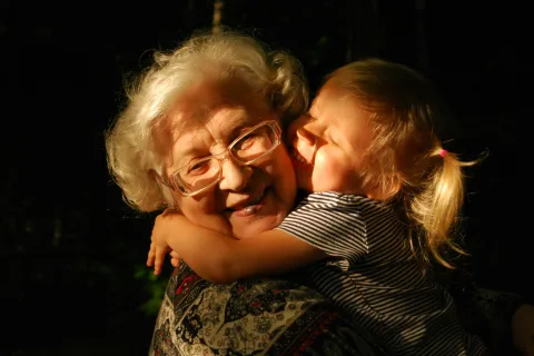 a grandma and little girl
