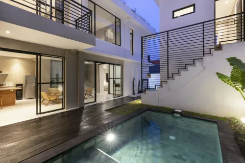 a swimming pool in a house