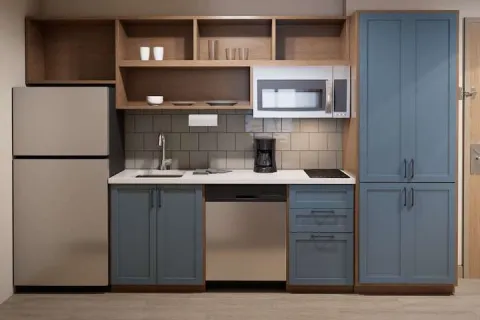 Candlewood Suites Guestroom Kitchen Custom Millwork and Quartz Countertops