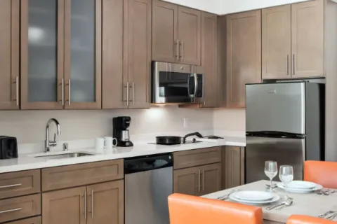 Residence Inn San Diego CA Kitchen Cabinetry and White Quartz Countertops