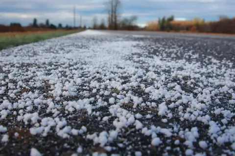 Salt on a road
