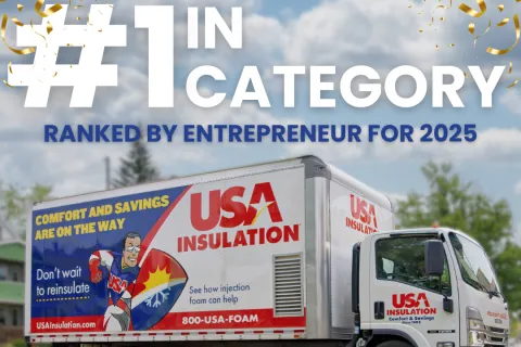 USA Insulation Truck image with #1 in Category headline