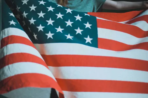 a close-up of the American Flag