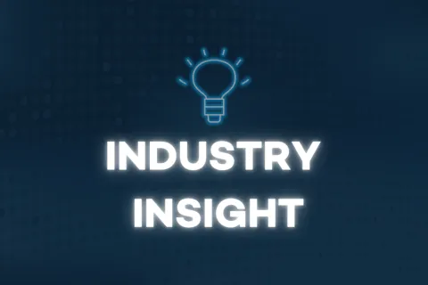 Glowing light bulb icon above bold text INDUSTRY INSIGHT on dark blue dotted background