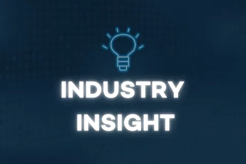 Glowing light bulb icon above bold text INDUSTRY INSIGHT on dark blue dotted background