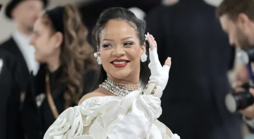 Rihanna Rocks a Jacob & Co. Diamond-Studded Watch Choker at the Louis Vuitton Fashion Show