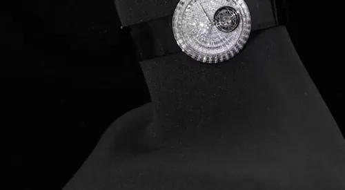 Rihanna Wears A 47mm Baguette-Set Jacob & Co. Watch As A Choker During Paris Fashion Week